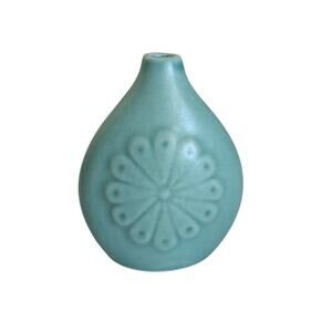 Jonathan Adler Abacus Green Teal Blue Bud Vase Stoneware Vintage MCM Floral